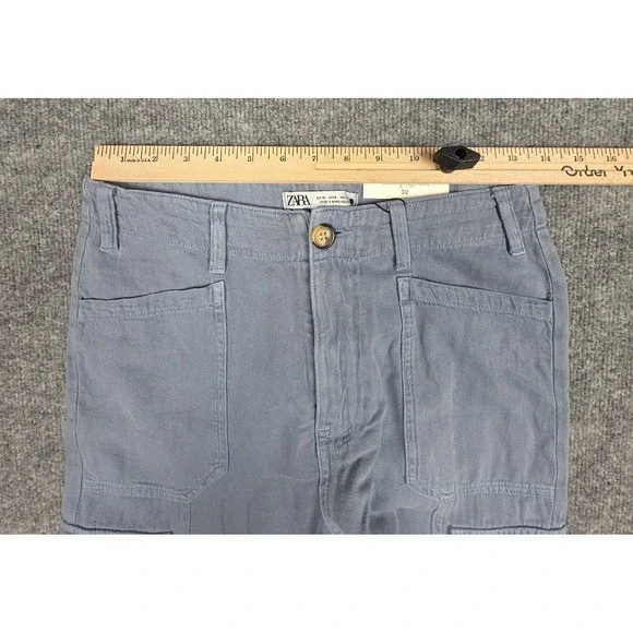 Zara The Baggy Cargo Pant Women's 32 (USA 0) Gray-Blue Balloon Leg Mid Rise NWT - Picture 10 of 15
